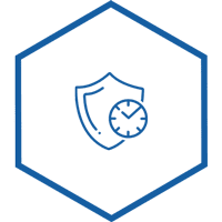 Hexagonal icon with illustration of reliability icon