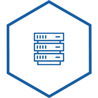 Hexagonal icon with illustration of on premise icon.