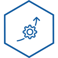 Hexagonal icon with illustration of productivity icon