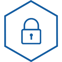 Hexagonal icon with illustration of security lock