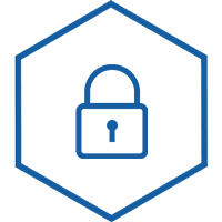 Hexagonal icon with illustration of security icon