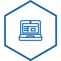 Hexagonal icon with illustration of systems glitch icon