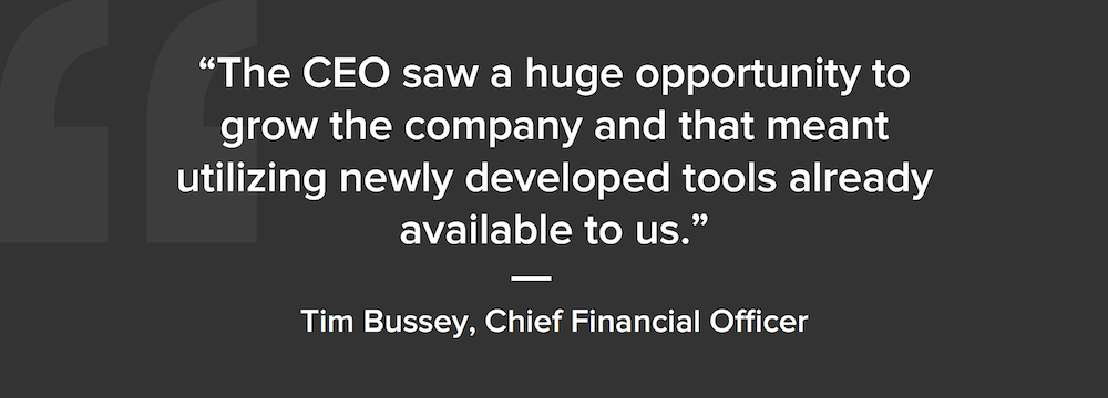 Screenshot of a quote from the article, calling out CEO seeing an opportunity to grow the business