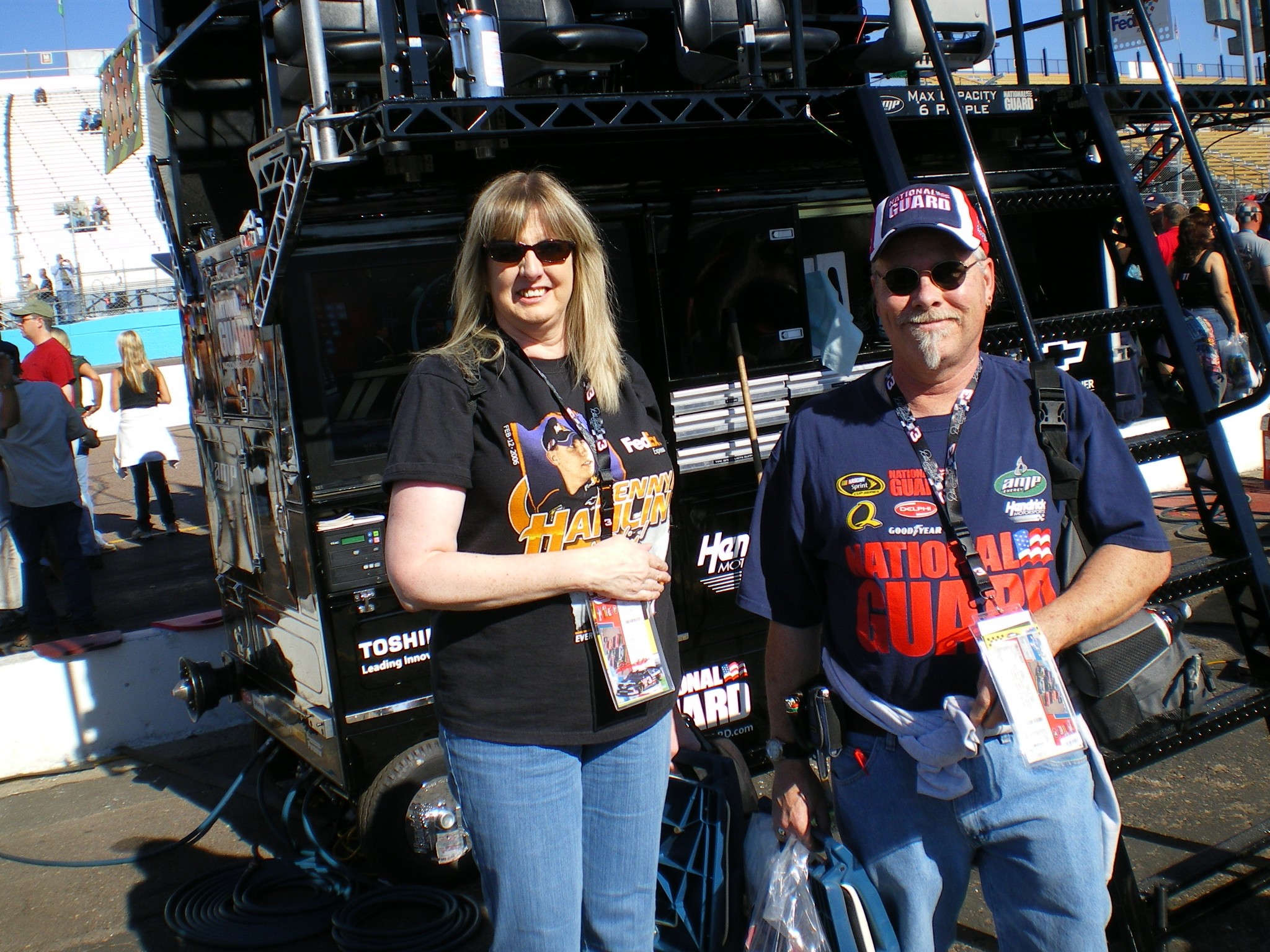 ZAG Senior Database Administrator C.J. Morgan and her husband at a Nascar race 