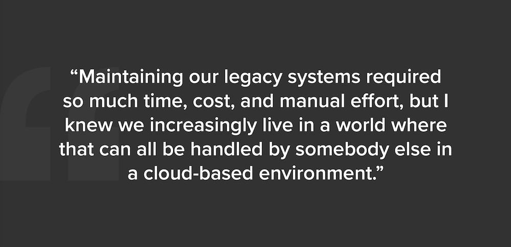 Screenshot of a quote from the article, company COO discussing move to the cloud.